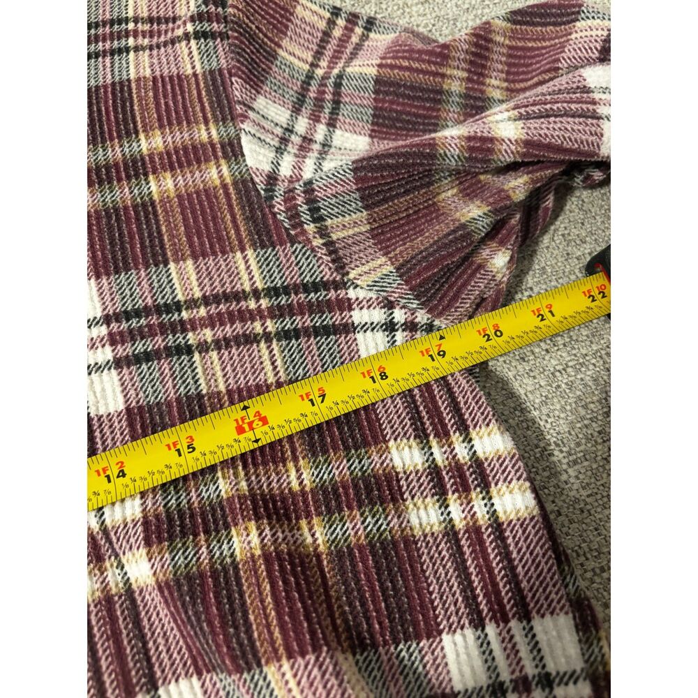 Basic Editions Plaid Knit Soft Button Down Flanne… - image 4